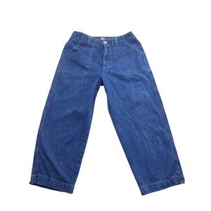 Essentials Style Wide Leg Carpenter Jeans Blue Denim High Rise Size 10 722580